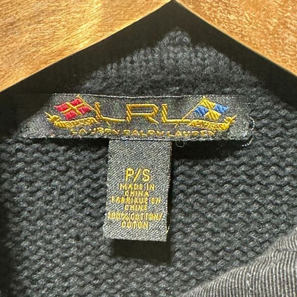 LRL Lauren Ralph Lauren Sweater Women's PS Black Gold Turn Lock Shawl Collar - Picture 7 of 11